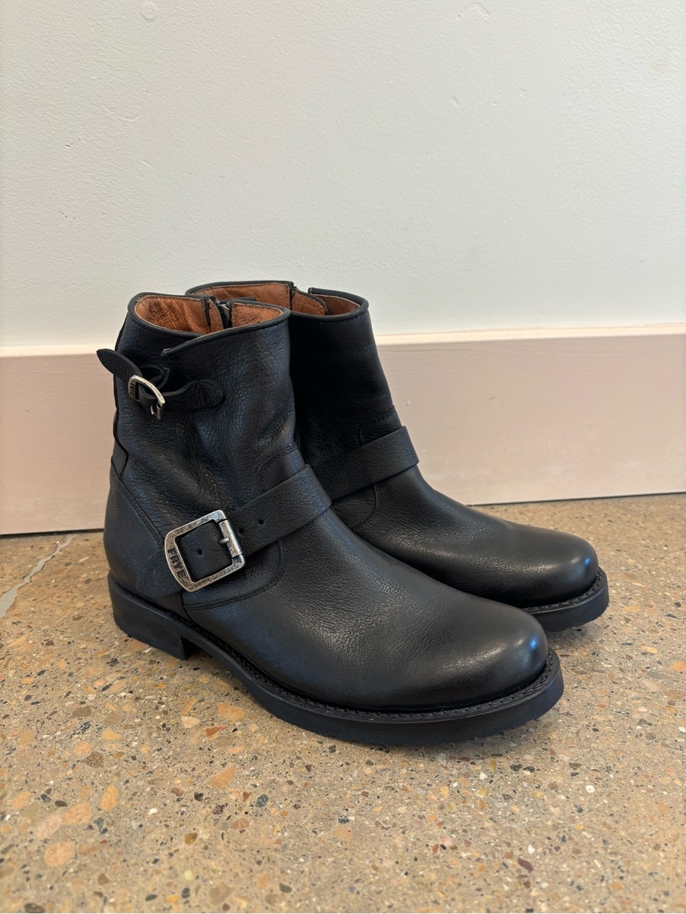 Frye Black Leather Veronica Engineered Boots